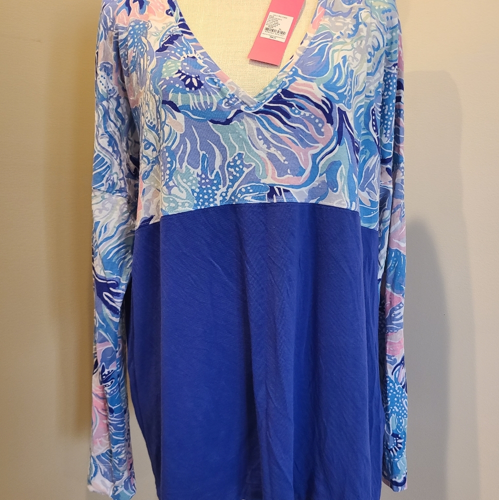 Lilly Pulitzer Shade Seekers Vneck Finn Top Sz XL